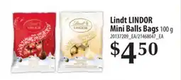 Loblaws LINDT LINDOR MINI BALLS BAGS, 100 g offer