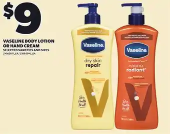 Loblaws VASELINE BODY LOTION OR HAND CREAM offer