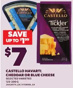 Loblaws CASTELLO HAVARTI, CHEDDAR OR BLUE CHEESE, 125-200 G offer