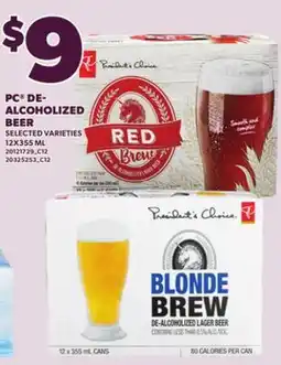 Loblaws PC DE-ALCOHOLIZED BEER, 12X355ML offer