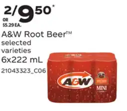 Loblaws A&W ROOT BEER, 6X222 ML offer