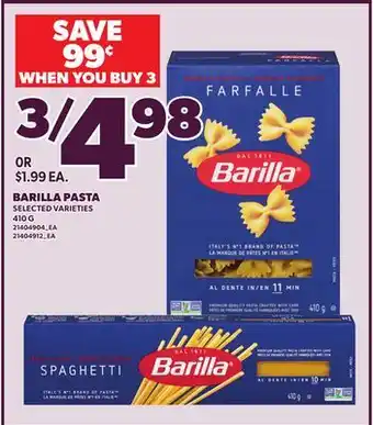 Loblaws BARILLA PASTA, 410G offer