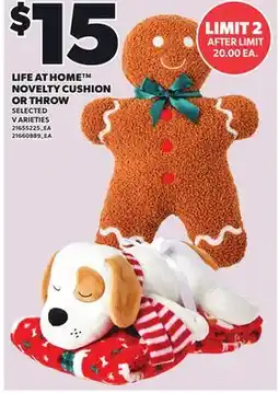 Loblaws LIFE AT HOME NOVELTY CUSHION OR THROW offer