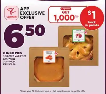 Loblaws 8 INCH PIES, 635-750 G offer