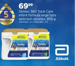Loblaws SIMILAC 360 TOTAL CARE INFANT FORMULA LARGE TUBS, 859G offer
