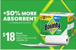 Loblaws BOUNTY PAPER TOWEL, 6=12 roll offer