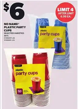 Loblaws NO NAME PLASTIC PARTY CUPS, 50'S offer