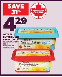 Loblaws GAY LEA BUTTER LIGHT SPREADABLES, 227 G offer