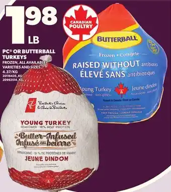 Loblaws PC OR BUTTERBALL TURKEYS offer