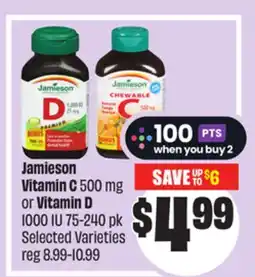 Chalo FreshCo Jamieson Vitamin C 500 mg or Vitamin D 1000 IU 75-240 pk Selected Varieties offer