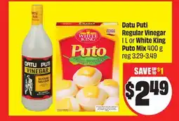 Chalo FreshCo Datu Puti Regular Vinegar 1 L or White King Puto Mix 400 g offer