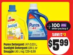Chalo FreshCo Purex 1.47-2.03 L Sunlight Detergent 1.84 L or Snuggle 1.16 L offer