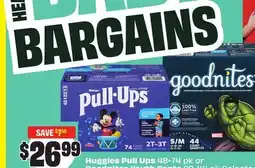 Chalo FreshCo Huggies Pull Ups 48-74 pk or Goodnites Youth Pants 28-44 pk selected varieties offer