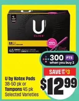 Chalo FreshCo U by Kotex Pads 38-50 pk or Tampons 45 pk Selected Varieties offer