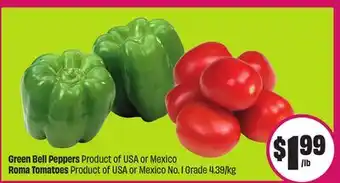 Chalo FreshCo Green Bell Peppers Product of USA or Mexico Roma Tomatoes Product of USA or Mexico No. 1 Grade offer