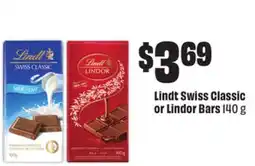 Chalo FreshCo Lindt Swiss Classic or Lindor Bars 140 g offer
