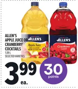Metro ALLEN'S APPLE JUICE OR CRANBERRY COCKTAILS offer