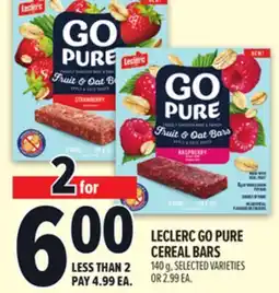 Metro LECLERC GO PURE CEREAL BARS offer