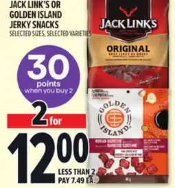 Metro JACK LINK'S OR GOLDEN ISLAND JERKY SNACKS offer