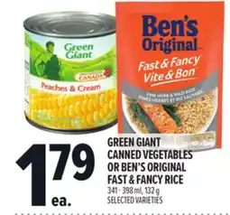 Metro GREEN GIANT CANNED VEGETABLES OR BEN'S ORIGINAL FAST & FANCY RICE offer