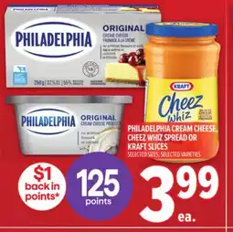 Metro PHILADELPHIA CREAM CHEESE, CHEEZ WHIZ SPREAD OR KRAFT SLICES offer