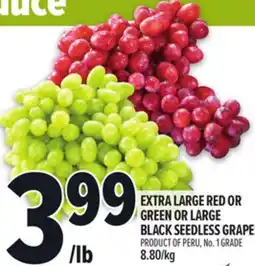 Metro EXTRA LARGE RED OR GREEN OR LARGE BLACK SEEDLESS GRAPES offer