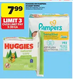 Real Canadian Superstore HUGGIES OR PAMPERS 3X BABY WIPES, 112-216'S offer