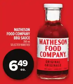 Metro MATHESON FOOD COMPANY BBQ SAUCE offer