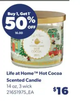 Real Canadian Superstore LIFE AT HOME HOT COCOA SCENTED CANDLE, 14 oz, 3 wick offer