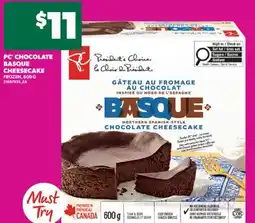 Real Canadian Superstore PC CHOCOLATE BASQUE CHEESECAKE, 600 G offer