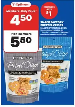 Real Canadian Superstore SNACK FACTORY PRETZEL CRISPS, 200 G offer
