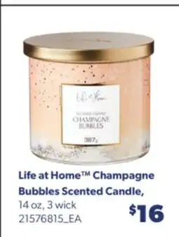 Real Canadian Superstore LIFE AT HOME CHAMPAGNE BUBBLES SCENTED CANDLE, 14 oz, 3 wick offer