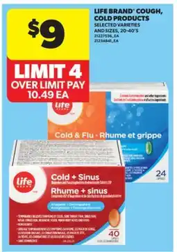 Real Canadian Superstore LIFE BRAND COUGH, COLD PRODUCTS, 20-40'S offer