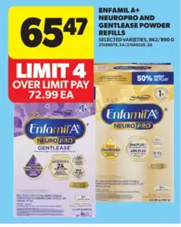 Real Canadian Superstore ENFAMIL A + NEUROPRO AND GENTLEASE POWDER REFILLS, 862/890 G offer