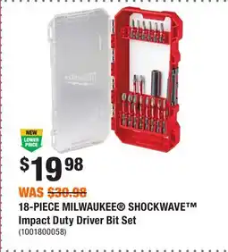Home Depot 18-PIECE MILWAUKEE SHOCKWAVE Impact Duty Driver Bit Set offer