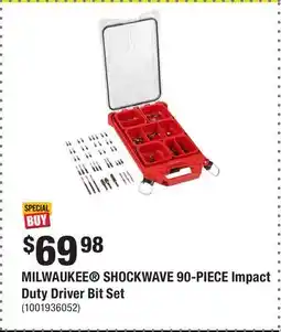 Home Depot MILWAUKEE SHOCKWAVE 90-PIECE Impact Duty Driver Bit Set offer