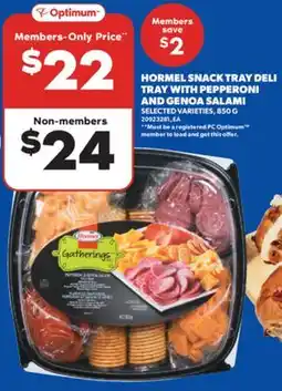 Real Canadian Superstore HORMEL SNACK TRAY DELI TRAY WITH PEPPERONI AND GENOA SALAMI, 850 G offer