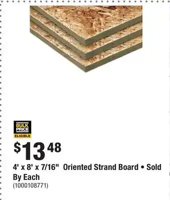 Home Depot 4' x 8' x 7/16 Oriented Strand Board • Sold By Each offer