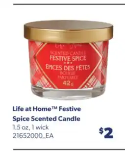 Real Canadian Superstore LIFE AT HOME FESTIVE SPICE SCENTED CANDLE, 1.5 oz offer