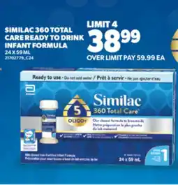 Real Canadian Superstore SIMILAC 360 TOTAL CARE READY TO DRINK INFANT FORMULA, 24 X 59 ML offer