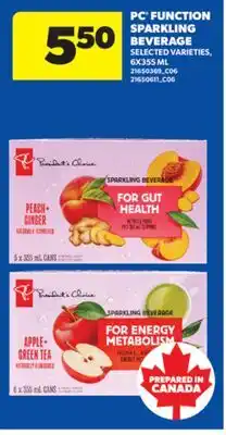 Real Canadian Superstore PC FUNCTION SPARKLING BEVERAGE, 6X355 ML offer