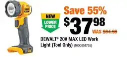 Home Depot DEWALT 20V MAX LED Work Light (Tool Only) offer