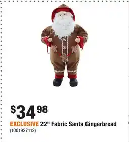 Home Depot EXCLUSIVE 22 Fabric Santa Gingerbread offer