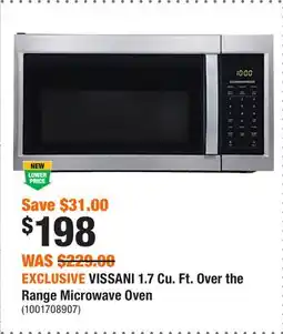 Home Depot EXCLUSIVE VISSANI 1.7 Cu. Ft. Over the Range Microwave Oven offer