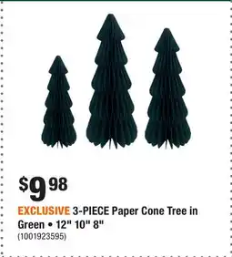 Home Depot EXCLUSIVE 3-PIECE Paper Cone Tree in Green • 12 10 8 offer