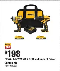 Home Depot DEWALT 20V MAX Drill and Impact Driver Combo Kit offer