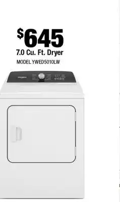 Home Depot 7.0 Cu. Ft. Dryer offer
