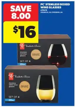Real Canadian Superstore PC STEMLESS BOXED WINE GLASSES offer