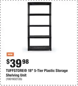 Home Depot TUFFSTORE 18 5-Tier Plastic Storage Shelving Unit offer