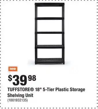Home Depot TUFFSTORE 18 5-Tier Plastic Storage Shelving Unit offer